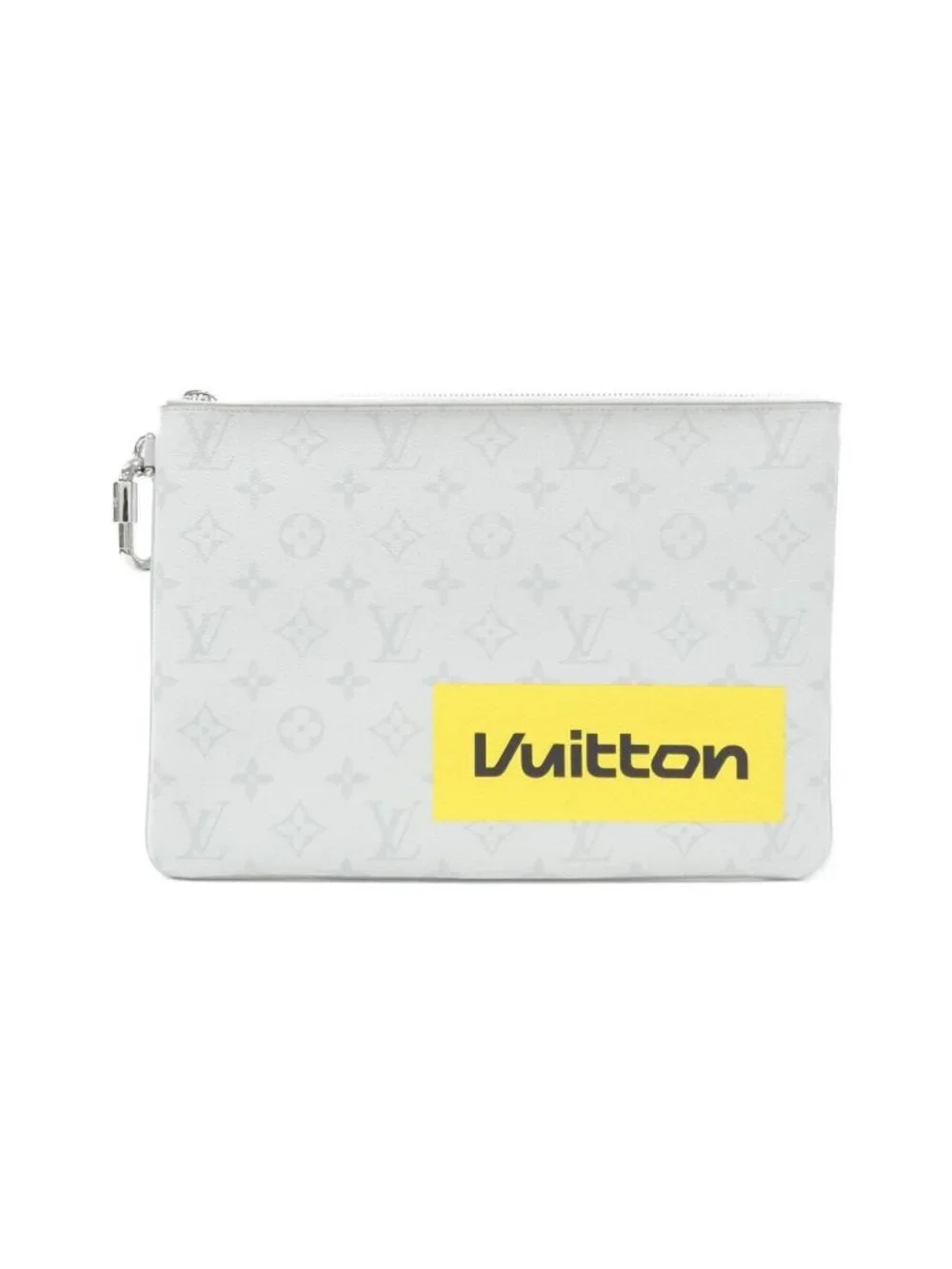 Louis Vuitton White Monogram Logo Zipped Pouch GM